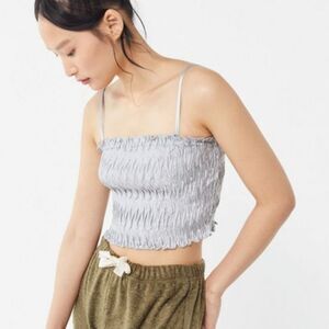 NWT Urban Outfitters Vixen Plissé Crop Top – Silver M